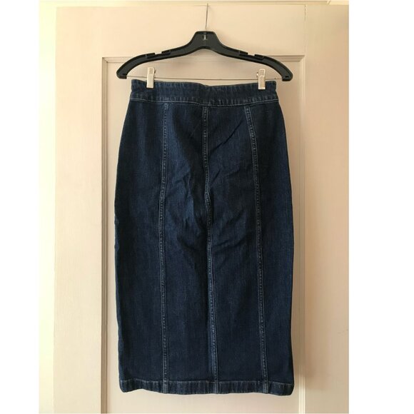 Madewell | Denim Seamed Button-Front Skirt (Size 26) - Picture 6 of 11
